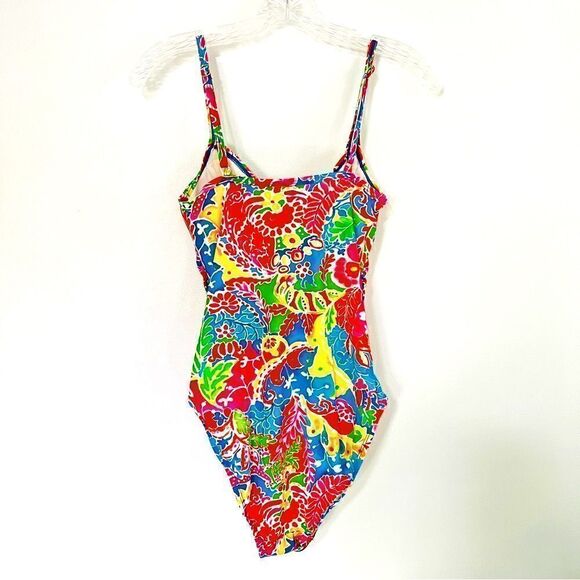 Lauren Ralph Lauren Vibrant Floral Swimsuit One Piece Ruched Rare Print 10 - Picture 5 of 6